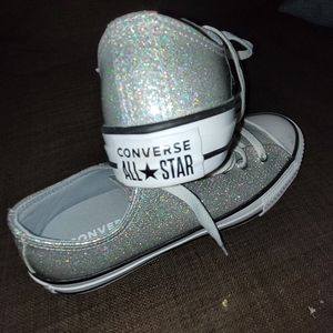Converse. Silver. Girls size 5. Wore once.